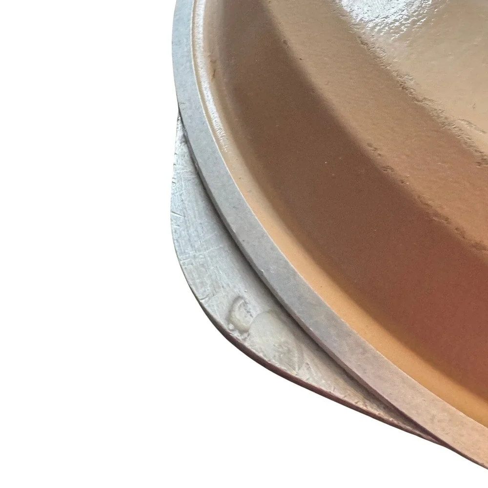 Vintage Club Cast Aluminum Dutch Oven‎ Pot with Lid Harvest Gold Tan Wood Knob